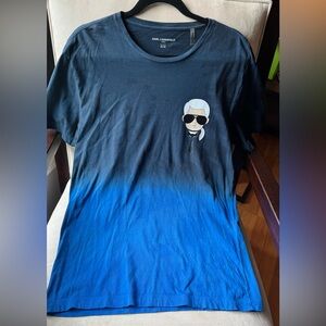 💚 Karl Lagerfeld Blue Gradient Short Sleeve Tee